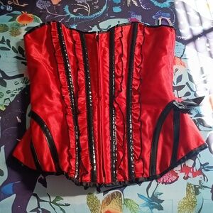 Zip up Satin Pleather Corset